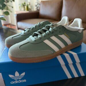 Adidas Samba OG silver green/gum sole, Women size 10